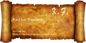 Kello Ferenc névjegykártya